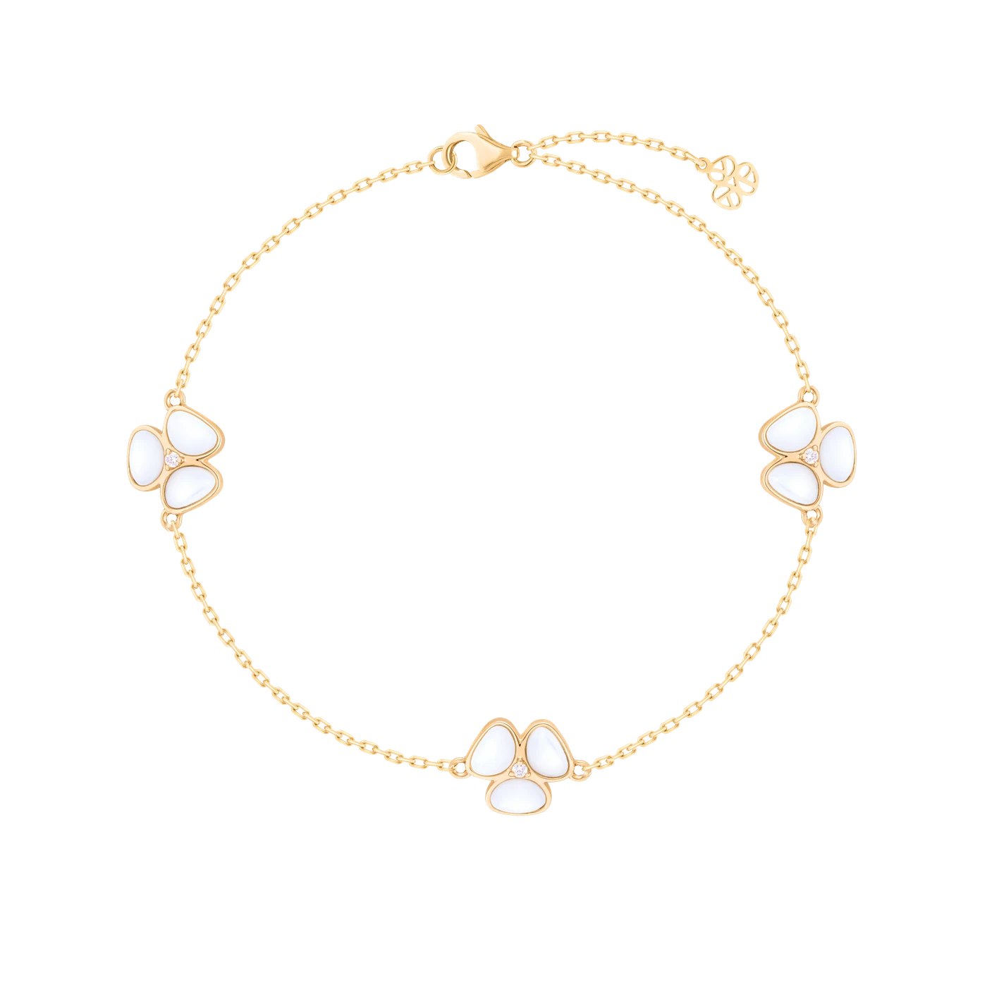 Eternity Bloom Anklet in 18K yellow gold with mother of pearl and diamond