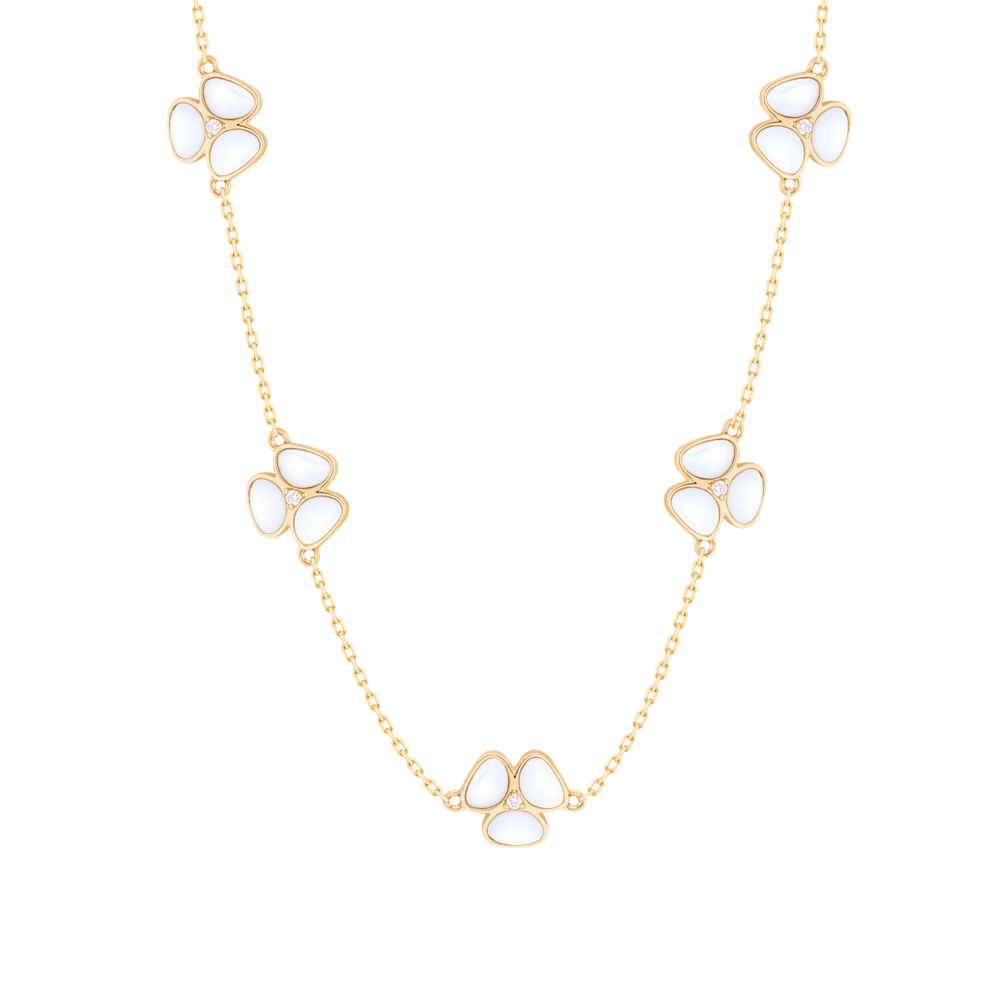 Eternity Bloom Choker in 18K yellow gold with mother of pearl and diamond